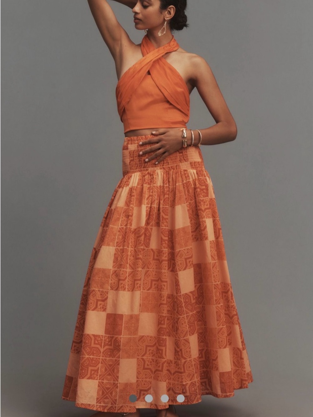 Anthropologie HUTCH smocked full maxi skirt